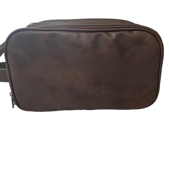 Elviros PU Leather Travel Toiletry Bag Multi-Compartment Zipper Closure Grooming - Picture 7 of 10